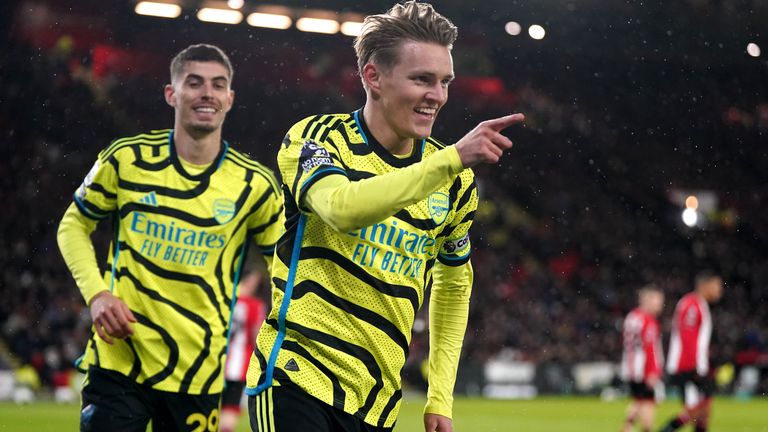 Martin Odegaard celebrates his early opener