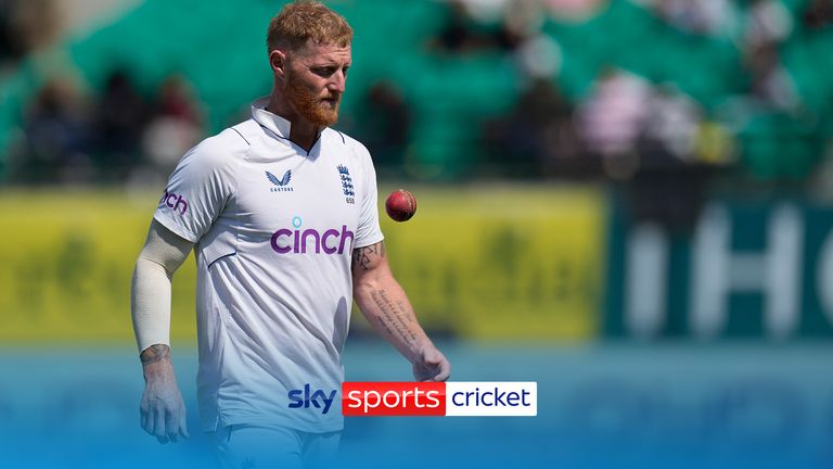 England&#39;s captain Ben Stokes prepares to bowl on the second day of the fifth and final test match between England and India in Dharamshala, India, Friday, March 8, 2024. (AP Photo/Ashwini Bhatia)