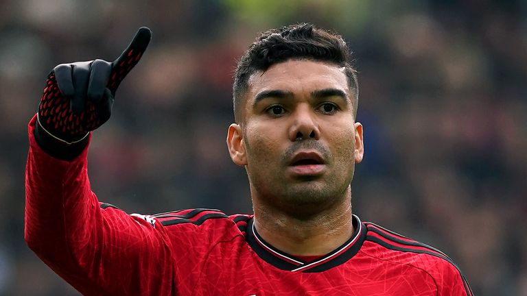 Manchester United's Casemiro during the Premier League match at Old Trafford, Manchester. Picture date: Saturday March 9, 2024.