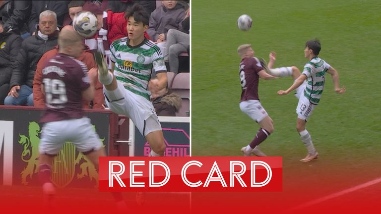 Yang red card for Celtic at Hearts