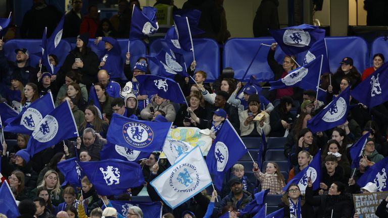 Chelsea fans ahead of their WSL meeting with Arsenal at Stamford Bridge