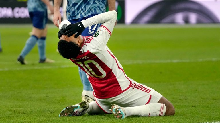 Ajax's Chuba Akpom, misses a second-half chance