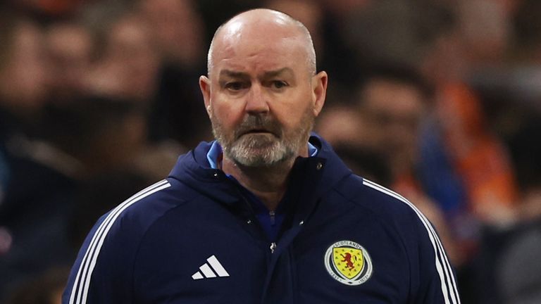 AMSTERDAM, NETHERLANDS - MARCH 22: Scotland Manager Steve Clarke  during an international friendly match between the Netherlands and Scotland at the Johan Cruyff Arena, on March 22, 2024, in Amsterdam, Netherlands. (Photo by Craig Williamson / SNS Group)