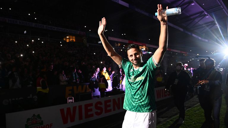 Farewell game of Claudio Pizarro in Wohninvest Weserstadion. Claudio Pizarro says goodbye to the fans.