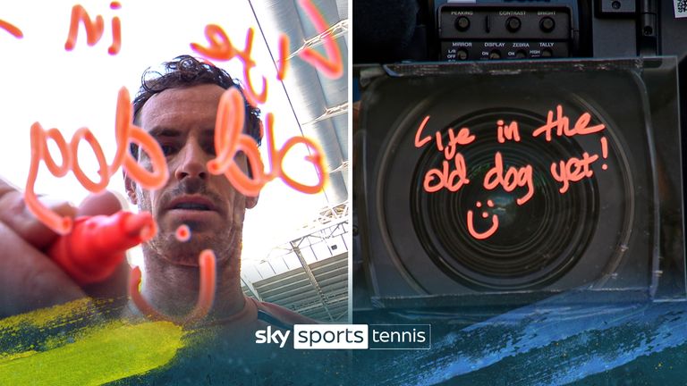 Andy Murray escribe un mensaje ante la cámara