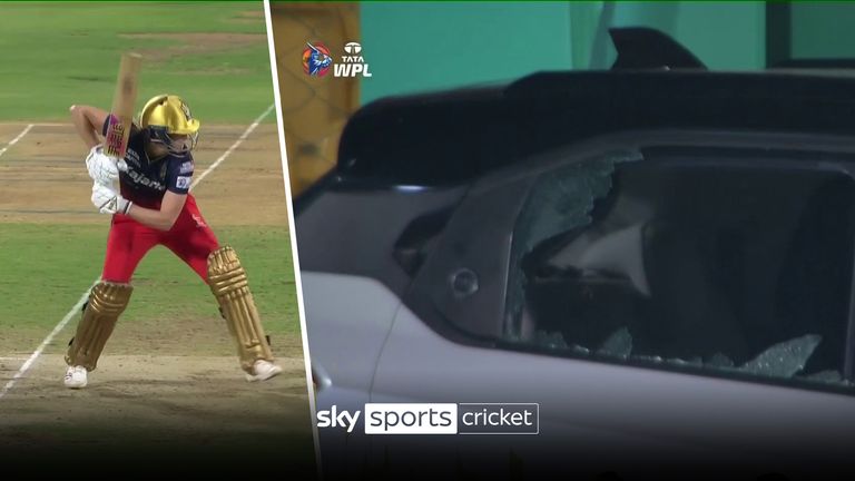Elysse Perry&#39;s massive 6 smashed through a car window to win Royal Challengers Bangalore a prize.