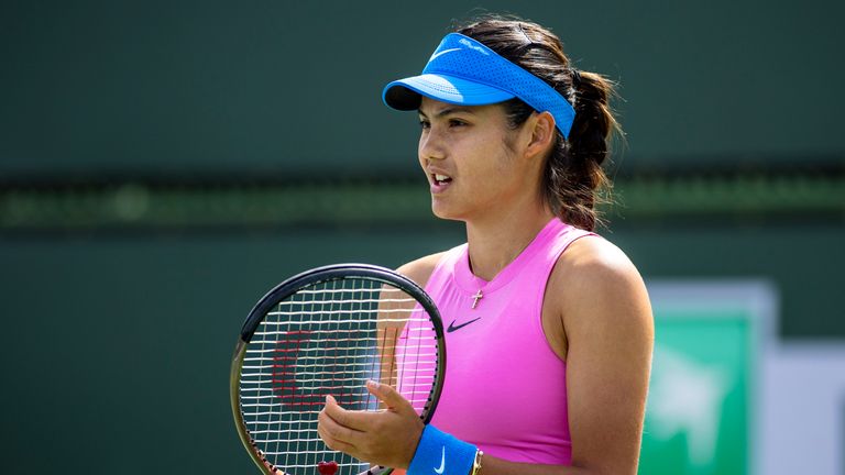 March 9, 2024: Emma Raducanu (GBR) was leading 4-0 when Dayana Yastremska (UKR) withdrew due to a stomach injury in the second round of the BNP Paribas Open at the Indian Wells Tennis Garden in Indian Wells, California. ....Mal Taam/TennisClix/CSM (Credit Image: .. Mal Taam/Cal Sport Media) (Cal Sport Media via AP Images)