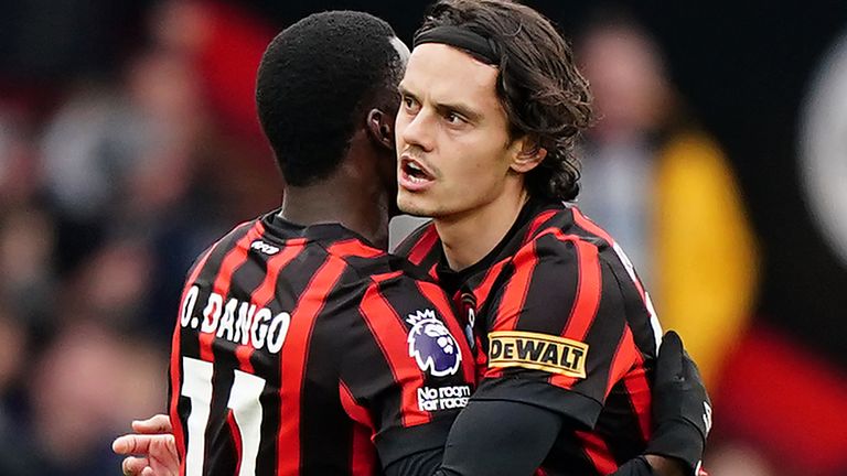 Bournemouth's Enes Unal celebrates scoring their side's second goal of the game