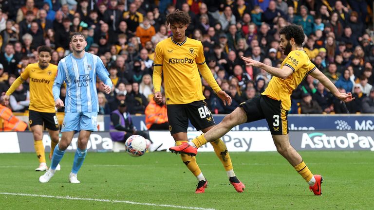 Rayan Ait-Nouri scores a late equaliser for Wolves against Coventry