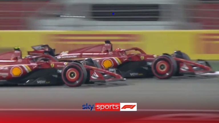 Ferrari team mates almost touch wheels during battle