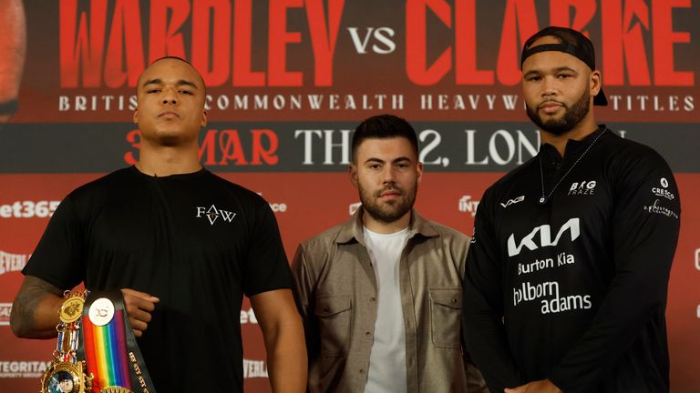 BEN SHALOM BOXXER BAD BLOOD FIGHT WEEK.THE O2 LONDON.FABIO WARDLEY V FRAZER CLARKE.PIC LAWRENCE LUSTIG/BOXXER.(PICS FREE FOR EDITORIAL USE ONLY).INTERCONTINENTAL HOTEL LONDON 29/03/2024 .PRESS CONFERENCE.BRITISH & COMMONWEALTH HEAVYWEIGHT CHAMPIONSHIP.FABIO WARDLEY V FRAZER CLARKE