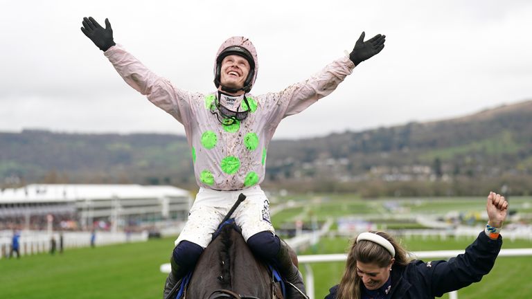 Paul Townend rejoices after guiding Gaelic Warrior to Arkle glory