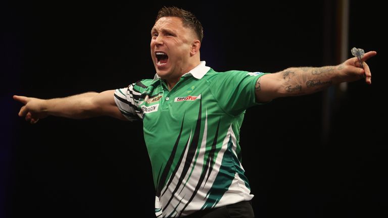 Gerwyn Price in action at the Premier League in Dublin