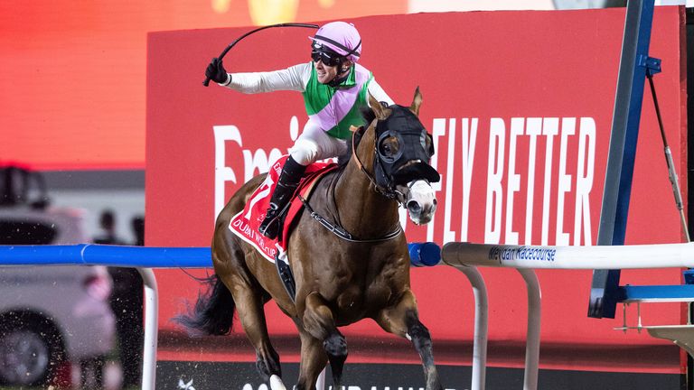 Laurel River with jockey Tadhg O'Shea wins Group 1 Dubai World Cup