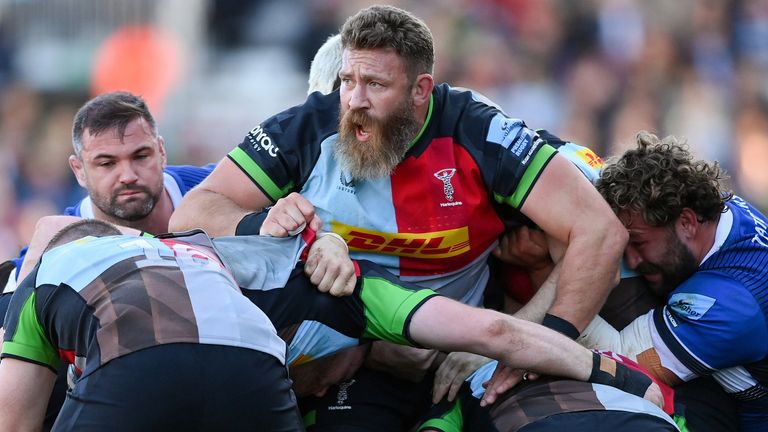 Irne Herbst of Harlequins in action at a maul during the Gallagher Premiership Rugby match between Harlequins and Bath 