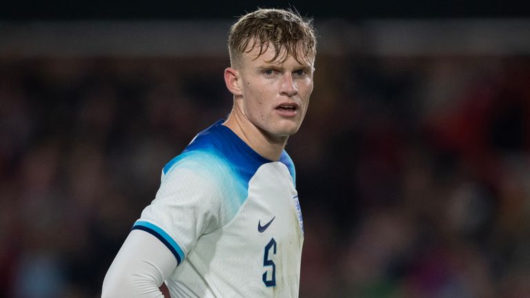 NOTTINGHAM, ENGLAND - OCTOBER 12: Jarrad Branthwaite of England during the UEFA U21 EURO Qualifier between England and Serbia at City Ground on October 12, 2023 in Nottingham, England. (Photo by Joe Prior/Visionhaus via Getty Images) ***Local Caption*** Jarrad Branthwaite