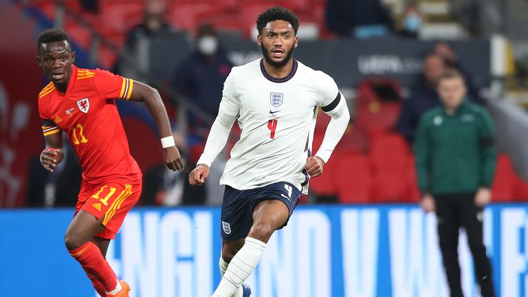 Joe Gomez playing for England in 2020 vs Wales