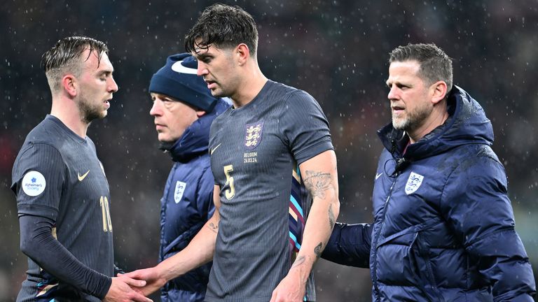 John Stones limped off injured during England's match against Belgium