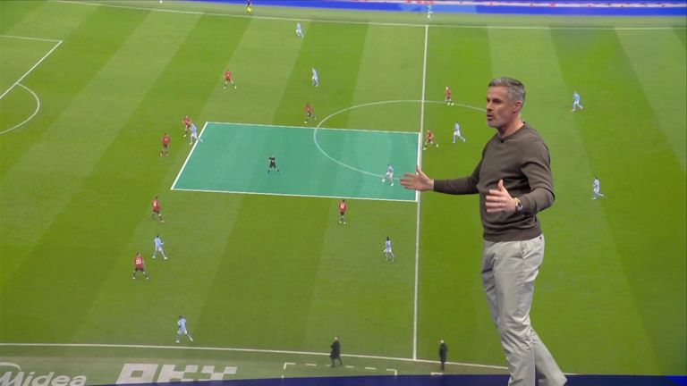 Carragher shows Stones on the ball with space ahead of him