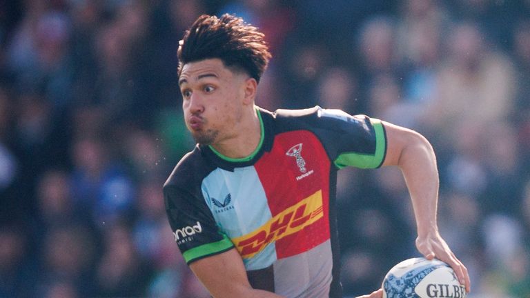 LONDON, ENGLAND - MARCH 30:Harlequins' Marcus Smith  during the Gallagher Premiership Rugby match between Harlequins and Bath Rugby at The Stoop on March 30, 2024 in London, England.(Photo by Bob Bradford - CameraSport via Getty Images)                                                                                                                                     