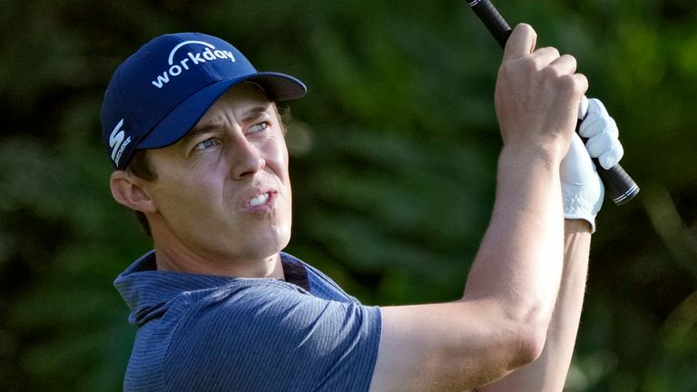 Matt Fitzpatrick, of England, watches his tee shot on the 13th hole during the second round of The Players Championship golf tournament Friday, March 15, 2024, in Ponte Vedra Beach, Fla. (AP Photo/Lynne Sladky)