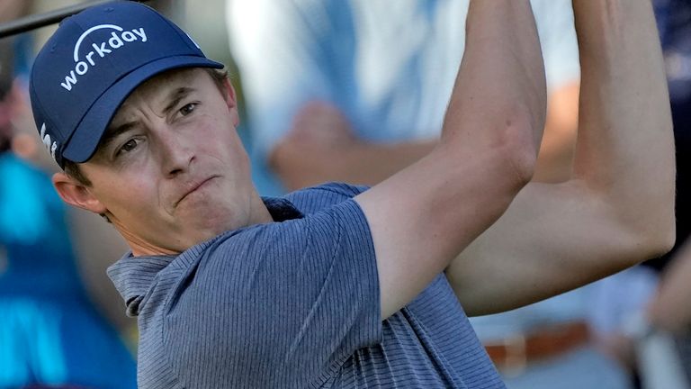 Matt Fitzpatrick, of England, tees off on the 12th hole during the second round of The Players Championship golf tournament Friday, March 15, 2024, in Ponte Vedra Beach, Fla. (AP Photo/Lynne Sladky) 