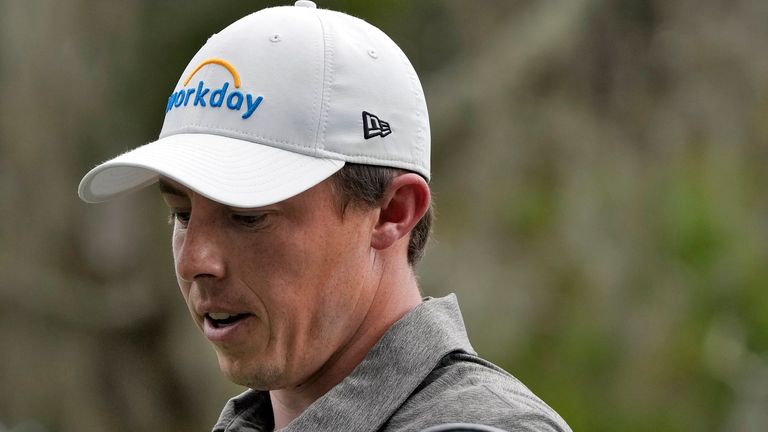 Matt Fitzpatrick, of England, reacts after his tee shot on the second hole during the third round of The Players Championship golf tournament Saturday, March 16, 2024, in Ponte Vedra Beach, Fla. (AP Photo/Lynne Sladky)