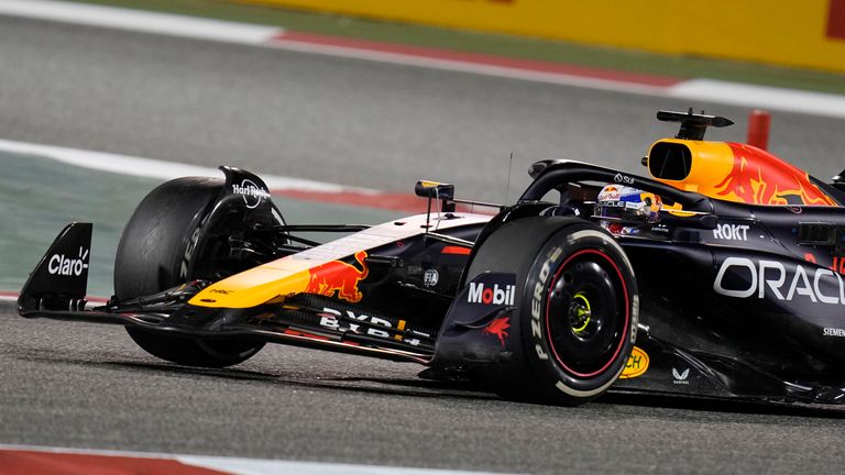 Red Bull driver Max Verstappen of the Netherlands steers his car during the Formula One Bahrain Grand Prix at the Bahrain International Circuit in Sakhir, Bahrain, Saturday, March 2, 2024. (AP Photo/Darko Bandic)
