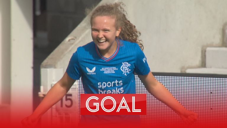 Mia McAulay scores for Rangers in the Sky Sports Cup final against Partick
