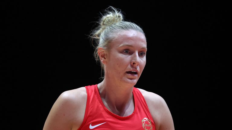 England&#39;s Sasha Glasgow during the Vitality Netball International Series match at the Motorpoint Arena, Nottingham. Picture date: Saturday December 9, 2023.
