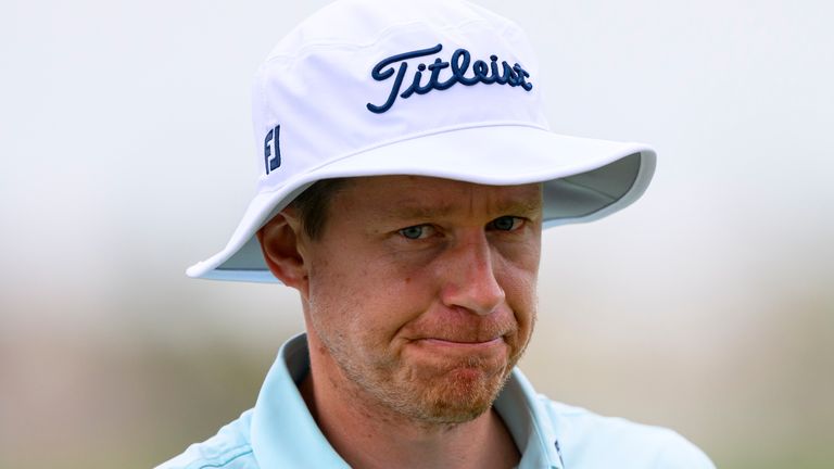 PALM BEACH GARDENS, FL - MARCH 02: Peter Malnati of the United States reacts after missing his putt at the eighteenth hole during the third round of Cognizant Classic in The Palm Beaches at PGA National Resort the Champion Course on March 2, 2024 in Palm Beach Gardens, Florida.(Photo by Doug Murray/Icon Sportswire) (Icon Sportswire via AP Images)