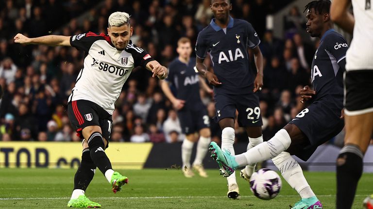 Andreas Pereira fires in an early shot against Spurs