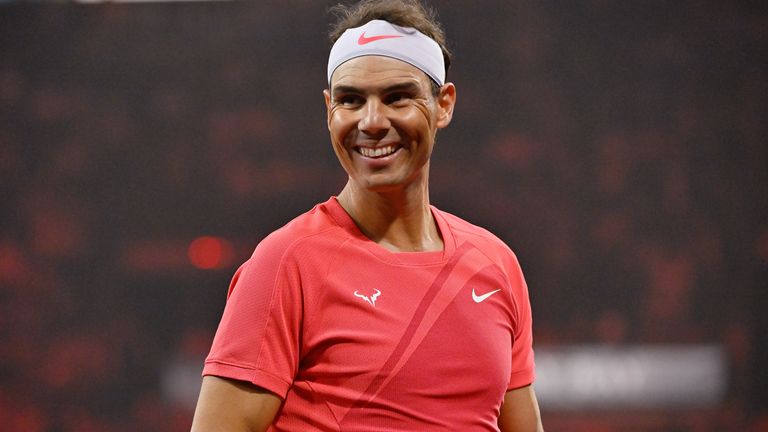 Rafael Nadal competes in The Netflix Slam, a live Netflix Sports event at the MGM Resorts | Michelob Ultra Arena on March 03, 2024 in Las Vegas, Nevada. (Photo by David Becker/Getty Images for Netflix © 2024)