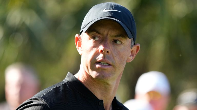 Rory McIlroy, of Northern Ireland, walks off the 15th tee during the first round of The Players Championship golf tournament Thursday, March 14, 2024, in Ponte Vedra Beach, Fla. (AP Photo/Lynne Sladky)