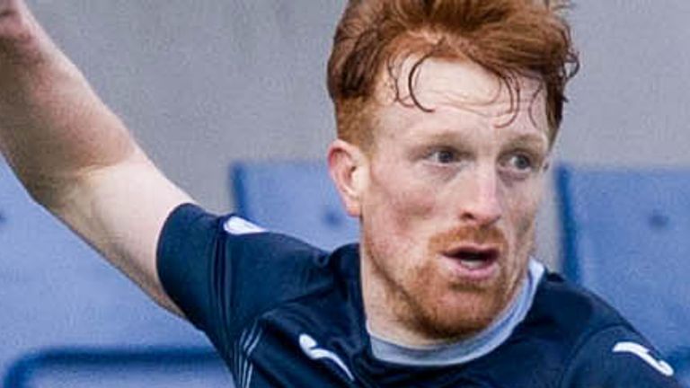 DINGWALL, SCOTLAND - MARCH 16: Ross County's Simon Murray celebrates scoring to make it 1-0 during a cinch Premiership match between Ross County and Heart of Midlothian at the Global Energy Stadium, on March 16, 2024, in Dingwall, Scotland. (Photo by Ross Parker / SNS Group)