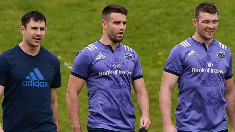 Munster technical coach Felix Jones along with players Conor Murray and Peter O'Mahony in 2017