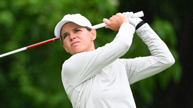 Sarah Schmelzel tees off on the sixth hole during the first round in the LPGA Championship in China