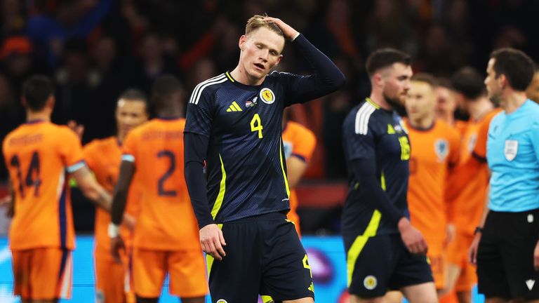 AMSTERDAM, NETHERLANDS - MARCH 22: Scotland...s Scott McTominay  during an international friendly match between the Netherlands and Scotland at the Johan Cruyff Arena, on March 22, 2024, in Amsterdam, Netherlands. (Photo by Craig Williamson / SNS Group)