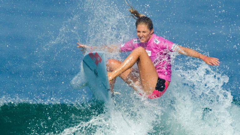 Australian Gilmore competes in round three of the Billabong Rio Pro Women's surfing competition in Rio de Janeiro in 2011