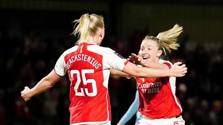 Stina Blackstenius scored a first-half hat-trick against Aston Villa