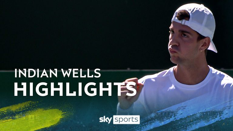 Thanasi Kokkinakis celebrates in Indian Wells