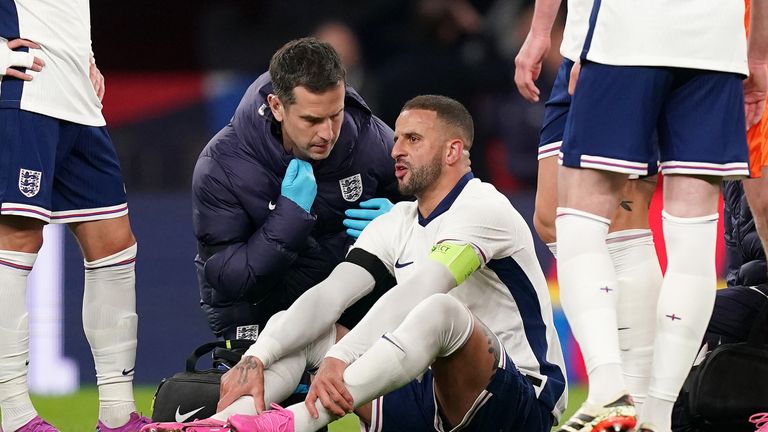 Kyle Walker picked up an injury in England's friendly against Brazil