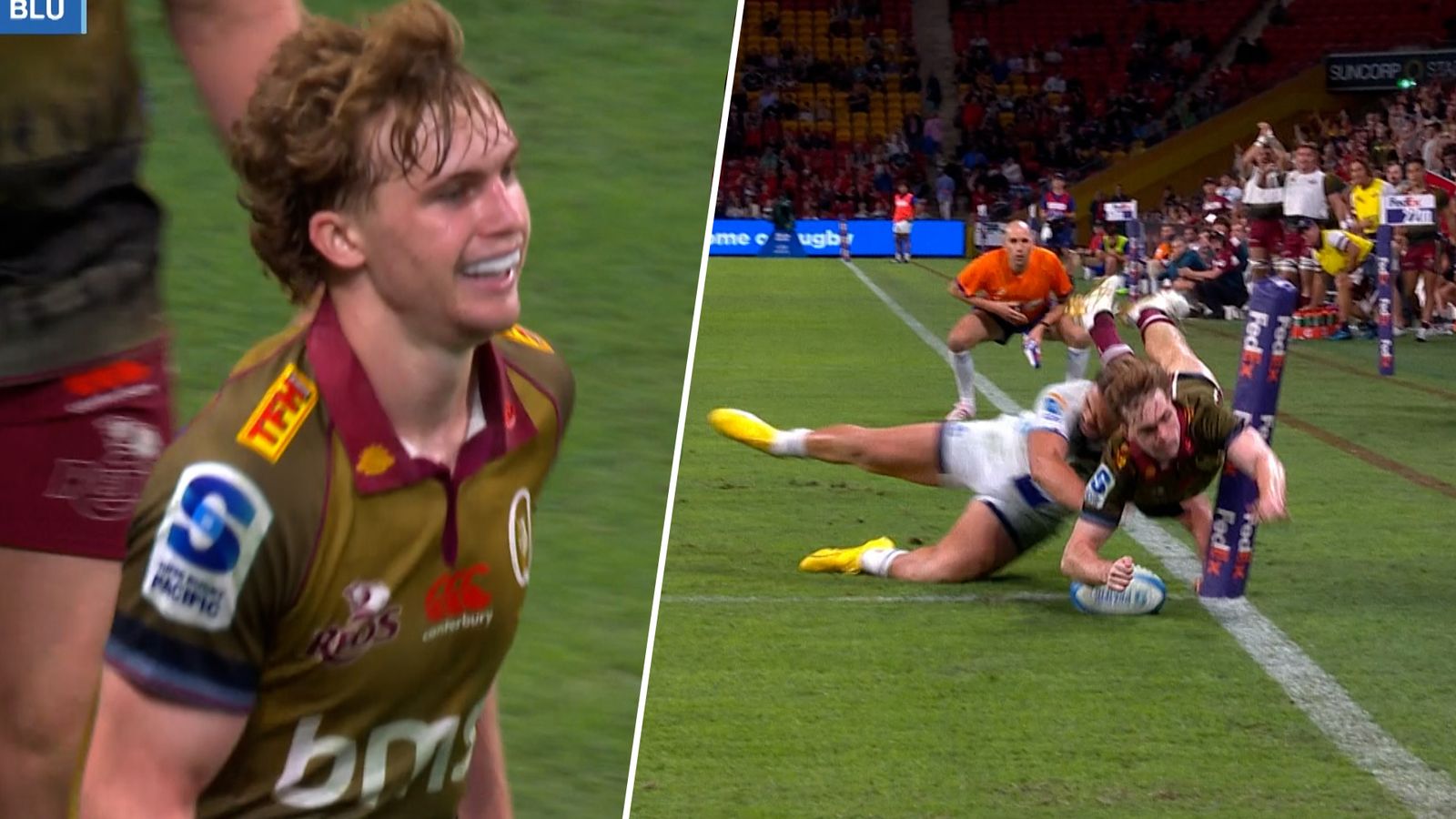 Tim Ryan stuns Blues with superb hat-trick in 14 minutes! | Rugby Union ...