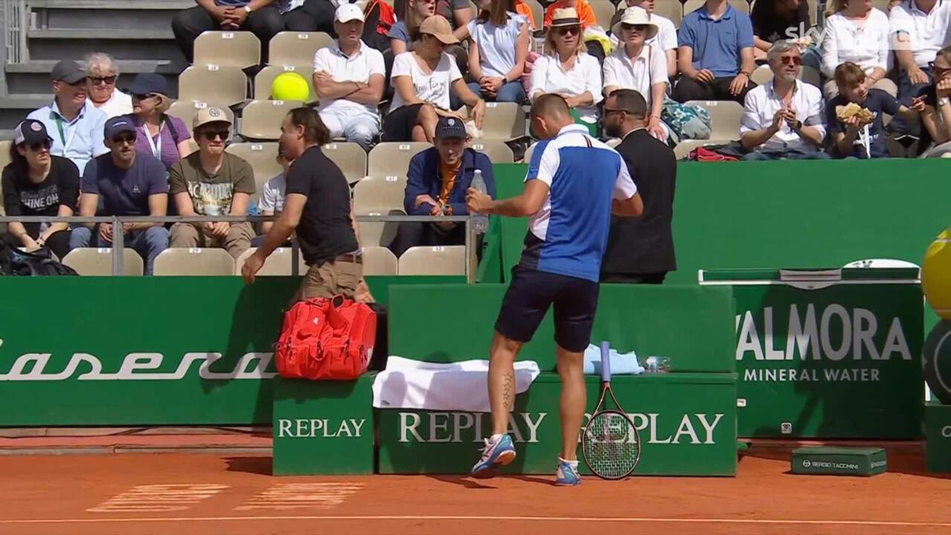 Evans kicks out in anger during opening match in Monte Carlo