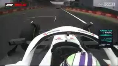 Hamilton receives black and white flag for crossing line at pit entry