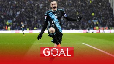 Vardy's double puts Leicester on brink of title win