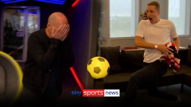 'Mike's launched it!' | Soccer Saturday panel take on keepie-uppie challenge!