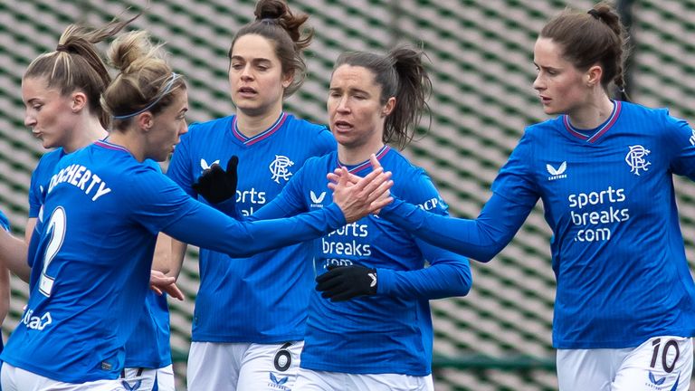 Rio Hardy (right) put Rangers ahead against Glasgow City (Credit: Colin Poultney/SWPL)