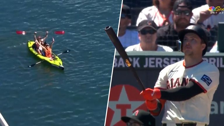 San Francisco Giants' home run caught by kayaker.