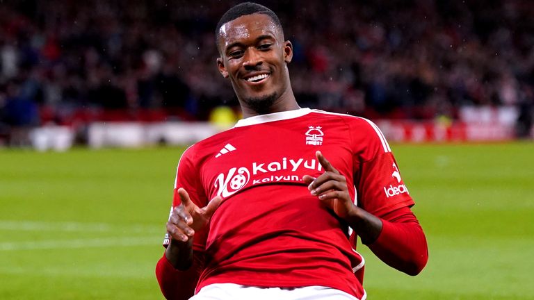 Nottingham Forest's Callum Hudson-Odoi celebrates scoring their goal